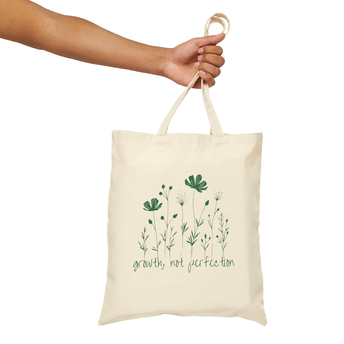 Growth, Not Perfection Cotton Canvas Tote Bag